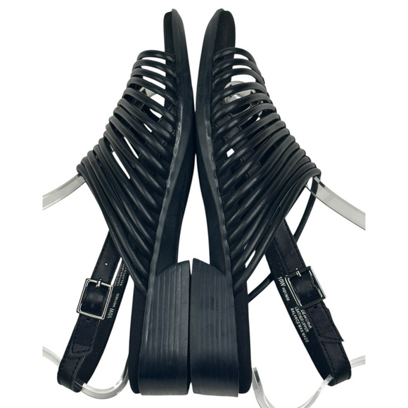 Munro Celia Slingback Sandal Black Leather Tubular Straps Womens 10W New $175 - Picture 6 of 8